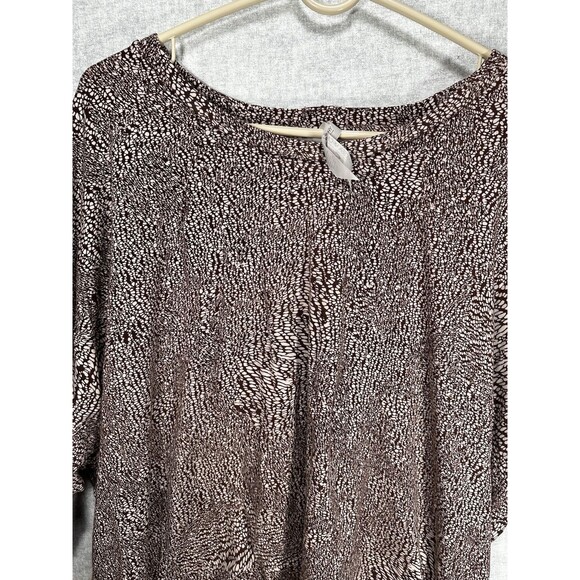 Melissa McCarthy 7 Seven Plus 2X Brown White Animal Print Exposed Zipper Blouse - Picture 6 of 8
